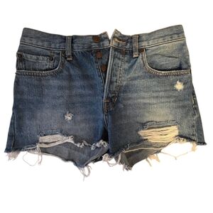 We The Frew Distressed Blue Denim Shorts